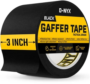 Gaffer Tape 3 Inch x 1 Pack Black Gaff Tape, Heavy Duty No Residue Gaffers Tape, Matte Finish, Non-Reflective, Multipurpose Real Professional Grade Black Gaffer Tape Waterproof Gaffer Tape 3 Inch x 1 Pack Black Gaff Tape, Heavy Duty No Residue Gaffers Tape, Matte Finish, Non-Reflective, Multipurpose Real Professional Grade Black Gaffer Tape Waterproof