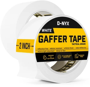 Gaffer Tape 2 Inch x 2 Pack White Gaff Tape No Residue, Heavy Duty Gaffers Tape, Multipurpose Matte Finish Non-Reflective Waterproof Real Professional Grade White Gaffer Tape Gaffer Tape 2 Inch x 2 Pack White Gaff Tape No Residue, Heavy Duty Gaffers Tape, Multipurpose Matte Finish Non-Reflective Waterproof Real Professional Grade White Gaffer Tape