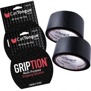 2"x10' 2-Pk Grip Tape Roll, Non-Abrasive, Waterproof, Black Gription's patented non-rubber material is perfect for bathtubs, stairs, ramps, walkways, floors & larger household items 2"x10' 2-Pk Grip Tape Roll, Non-Abrasive, Waterproof, Black Gription's patented non-rubber material is perfect for bathtubs, stairs, ramps, walkways, floors & larger household items