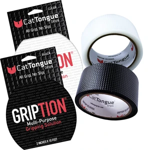 2"x10' 2Pk Grip Tape, Non-Abrasive, Waterproof, Black/Clear Gription's patented non-rubber material is perfect for bathtubs, stairs, ramps, walkways, floors & larger household items 2"x10' 2Pk Grip Tape, Non-Abrasive, Waterproof, Black/Clear Gription's patented non-rubber material is perfect for bathtubs, stairs, ramps, walkways, floors & larger household items