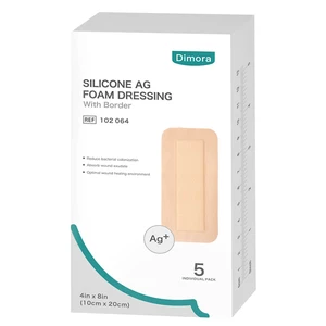 Ag Sliver Silicone Foam Dressing 4"x8" (5 Packs) Sliver Ag+ Sterile Post Surgical Wound Care Waterproof Breathable Ultra Absorbent Pads Ag Sliver Silicone Foam Dressing 4"x8" (5 Packs) Sliver Ag+ Sterile Post Surgical Wound Care Waterproof Breathable Ultra Absorbent Pads