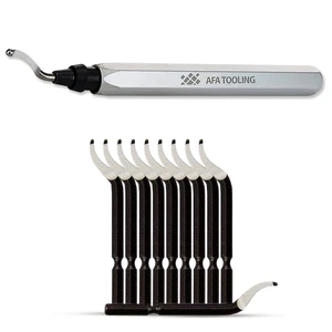 BK3010 Deburring Tool, Silver CNC Anodized Aluminum Handle 11 M2 HSS cutters reach 1.5mm holes and back burrs with 360-degree rotation for 3D printing, metal, PVC, copper and resin BK3010 Deburring Tool, Silver CNC Anodized Aluminum Handle 11 M2 HSS cutters reach 1.5mm holes and back burrs with 360-degree rotation for 3D printing, metal, PVC, copper and resin