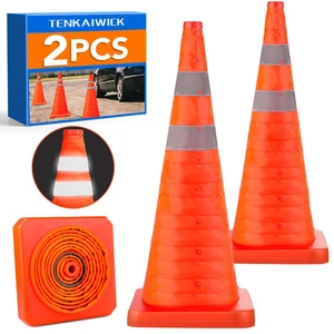 28 Inch 2 Pack Traffic Cones, Collapsible Safety Cones, Multi Purpose Pop-up Cones with Reflective Collar, Orange Cones for Parking lot, Driveway, Driving Training etc 28 Inch 2 Pack Traffic Cones, Collapsible Safety Cones, Multi Purpose Pop-up Cones with Reflective Collar, Orange Cones for Parking lot, Driveway, Driving Training etc