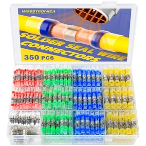 350PCS Solder Seal Wire Connectors Kit, 5 Colors/5 Sizes 26-10 AWG, Wire Gauge Markings, Clear Sleeves, Hot-Melt Adhesive Rings, Compartment Storage, Automotive Wiring 350PCS Solder Seal Wire Connectors Kit, 5 Colors/5 Sizes 26-10 AWG, Wire Gauge Markings, Clear Sleeves, Hot-Melt Adhesive Rings, Compartment Storage, Automotive Wiring
