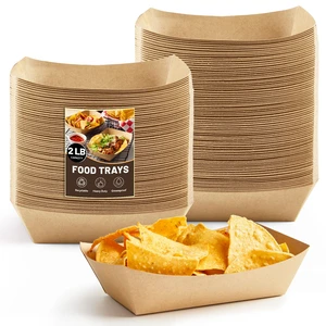 200 Pack 2 Lb Paper Food Trays Disposable, Brown, Nacho Trays, Food Boats, Take Out Basket Holders, For Serving Party Snacks Hot Dogs Tacos Fries 200 Pack 2 Lb Paper Food Trays Disposable, Brown, Nacho Trays, Food Boats, Take Out Basket Holders, For Serving Party Snacks Hot Dogs Tacos Fries
