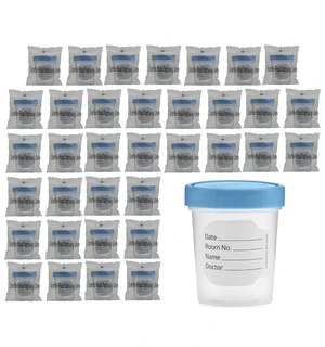 Sterile Specimen Cups 4 oz, Urine Collection Cups 35 Pack Individually bagged sterile cups with screw-on lids for urine collection, specimen testing, and secure sample handling Sterile Specimen Cups 4 oz, Urine Collection Cups 35 Pack Individually bagged sterile cups with screw-on lids for urine collection, specimen testing, and secure sample handling