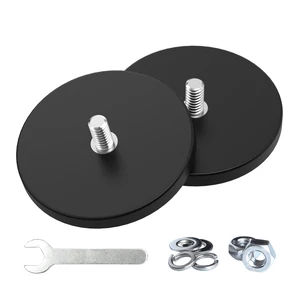 2 Pieces Strong Rubber Coated Mounting Magnets 65 LB Anti-Scratch & Anti Corrosion, Over 65 LB Adhesive Power, 1/4"-20 Stainless Steel Male Thread with Nuts for PTZ, Camera 2 Pieces Strong Rubber Coated Mounting Magnets 65 LB Anti-Scratch & Anti Corrosion, Over 65 LB Adhesive Power, 1/4"-20 Stainless Steel Male Thread with Nuts for PTZ, Camera