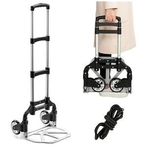 Folding Hand Truck Aluminum Portable Folding Hand Cart 180lbs Capacity Hand Cart and Dolly Ideal for Home, Auto, Office,Travel Use,Black Folding Hand Truck Aluminum Portable Folding Hand Cart 180lbs Capacity Hand Cart and Dolly Ideal for Home, Auto, Office,Travel Use,Black