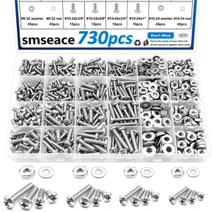 730Pcs 304 Stainless Steel Machine Screws Assortment Kit#10-24#8-32#6-32#4-40 Phillips Pan Head Assorted Nuts and Bolts for Machinery, Furniture, Automotive, Motorcycle Repairs 730Pcs 304 Stainless Steel Machine Screws Assortment Kit#10-24#8-32#6-32#4-40 Phillips Pan Head Assorted Nuts and Bolts for Machinery, Furniture, Automotive, Motorcycle Repairs