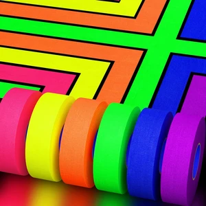 6 Rolls (1 inch x 60 feet) Neon Gaffer Cloth Tape for Halloween Decor Fluorescent UV Blacklight Tape for UV Party, Easy to Tear, Glow in The Dark Tape for Birthday Holiday, Dance Floor, UV Party 6 Rolls (1 inch x 60 feet) Neon Gaffer Cloth Tape for Halloween Decor Fluorescent UV Blacklight Tape for UV Party, Easy to Tear, Glow in The Dark Tape for Birthday Holiday, Dance Floor, UV Party