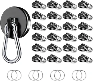 Magnetic Hooks Heavy Duty 150Lbs, 24 Pack Black Super Strong Hooks Black Neodymium Magnet Hooks with Swivel Carabiner for Cruise, Magnetic Wall Hanger for Hanging, Grill, Cabins-36MM Magnetic Hooks Heavy Duty 150Lbs, 24 Pack Black Super Strong Hooks Black Neodymium Magnet Hooks with Swivel Carabiner for Cruise, Magnetic Wall Hanger for Hanging, Grill, Cabins-36MM
