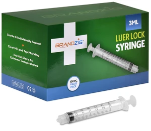 3ml luer lock syringe (No Needle) - Sterile, Individually Wrapped - 100 Pack - for Professional & Personal Use 3ml luer lock syringe (No Needle) - Sterile, Individually Wrapped - 100 Pack - for Professional & Personal Use