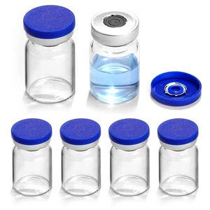 5ml Sealed Sterile Glass Empty Vials for Injection, 50 Pack Peptide Vial with Self Healing Injection Port and Plastic-Aluminum Flip Caps 5ml Sealed Sterile Glass Empty Vials for Injection, 50 Pack Peptide Vial with Self Healing Injection Port and Plastic-Aluminum Flip Caps