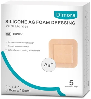 Silicone Foam Dressing 4"x4" Silver Ag Sterile with Adhesive Border Sliver Ag+ Sterile Post Surgical Wound Care Waterproof Breathable Ultra Absorbent Pads Silicone Foam Dressing 4"x4" Silver Ag Sterile with Adhesive Border Sliver Ag+ Sterile Post Surgical Wound Care Waterproof Breathable Ultra Absorbent Pads