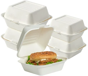 200 Pack Clamshell Take Out Food Containers, 100% Compostable Disposable To Go Containers6 * 6 inch To Go Boxes for Salad, Cake,Sandwiches 200 Pack Clamshell Take Out Food Containers, 100% Compostable Disposable To Go Containers6 * 6 inch To Go Boxes for Salad, Cake,Sandwiches