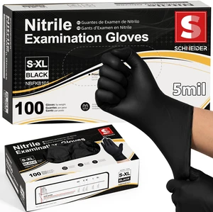 Black Nitrile Gloves, Gloves Disposable Latex Free, Powder Free 5-Mil, Medical Exam Glove, Food Safe Gloves, Cooking Gloves, Cleaning Gloves (Large, 100) Black Nitrile Gloves, Gloves Disposable Latex Free, Powder Free 5-Mil, Medical Exam Glove, Food Safe Gloves, Cooking Gloves, Cleaning Gloves (Large, 100)