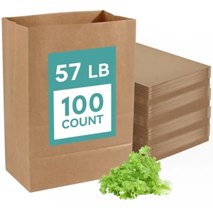 100 Count 57 LB Paper Grocery Bags, Large Brown Kraft Bags Bulk Heavy Duty Kraft Paper,Grocery Shopping,Restaurant Take Out,Retail Bags,Trash Yard Waste,Lawn Clean Up,Yard Waste Bags 100 Count 57 LB Paper Grocery Bags, Large Brown Kraft Bags Bulk Heavy Duty Kraft Paper,Grocery Shopping,Restaurant Take Out,Retail Bags,Trash Yard Waste,Lawn Clean Up,Yard Waste Bags