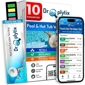 10-in-1 Pool & Spa Water Test Kit with App, Hot Tub, Saltwater, Chlorine, Cyanuric Acid, Alkalinity, Hardness, pH, Nitrate, Sulfate, Digital Water Quality Testing Strips (DXPOOL-R10-S10) 10-in-1 Pool & Spa Water Test Kit with App, Hot Tub, Saltwater, Chlorine, Cyanuric Acid, Alkalinity, Hardness, pH, Nitrate, Sulfate, Digital Water Quality Testing Strips (DXPOOL-R10-S10)