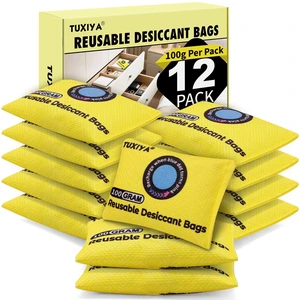 12Pack 100g Each Rechargeable Silica Gel Desiccant Packets Color Indicating Desiccant Packs for Storage,Moisture Absorbers for Storage Bins, Suitcase, Safes, 3D Filaments, Wet Zones 12Pack 100g Each Rechargeable Silica Gel Desiccant Packets Color Indicating Desiccant Packs for Storage,Moisture Absorbers for Storage Bins, Suitcase, Safes, 3D Filaments, Wet Zones