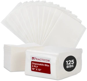 125 Pack White Disposable Patient Bibs, 18" x 13", 3 Ply Waterproof Paper Bib Sheet with Poly Back, Dental, Medical, Tattoo, Nail Tray or Table Cover, 125 Pack 125 Pack White Disposable Patient Bibs, 18" x 13", 3 Ply Waterproof Paper Bib Sheet with Poly Back, Dental, Medical, Tattoo, Nail Tray or Table Cover, 125 Pack