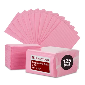 125 Pack Pink Disposable Patient Bibs, 18" x 13", 3 Ply Waterproof Paper Bib Sheet with Poly Back, Dental, Medical, Tattoo, Nail Tray or Table Cover, 125 Pack 125 Pack Pink Disposable Patient Bibs, 18" x 13", 3 Ply Waterproof Paper Bib Sheet with Poly Back, Dental, Medical, Tattoo, Nail Tray or Table Cover, 125 Pack