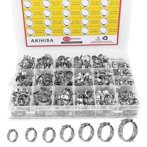420Pcs 20 sizes Single Ear Hose Clamps, 7-28.6mm 304 Stainless Steel Pex Crimp Rings Kit, Crimp Hose Clamp Assortment Set for Securing Pipe Hoses and Automotive Use 420Pcs 20 sizes Single Ear Hose Clamps, 7-28.6mm 304 Stainless Steel Pex Crimp Rings Kit, Crimp Hose Clamp Assortment Set for Securing Pipe Hoses and Automotive Use