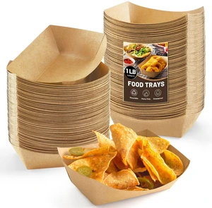 250 Pack 1 Lb Small Paper Food Trays Disposable, Kraft, Brown, Food Boats Holders, Take Out Serving Baskets, For Party Nachos Snacks Tacos Fries 250 Pack 1 Lb Small Paper Food Trays Disposable, Kraft, Brown, Food Boats Holders, Take Out Serving Baskets, For Party Nachos Snacks Tacos Fries