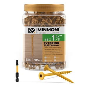 #8 x 1-5/8" Wood Deck Screws 705pcs (5lb Box), Torx Flat-Head Exterior Screws, Tan, T25 Star Bit Included, Can Substitute 1-1/2" Screws #8 x 1-5/8" Wood Deck Screws 705pcs (5lb Box), Torx Flat-Head Exterior Screws, Tan, T25 Star Bit Included, Can Substitute 1-1/2" Screws