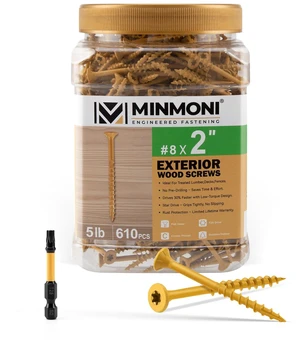 #8 x 2'' Wood Deck Screws 610pcs (5lb Box), Torx Flat-Head Exterior Screws, Multiple Size Available, Tan, T25 Star Bit Included #8 x 2'' Wood Deck Screws 610pcs (5lb Box), Torx Flat-Head Exterior Screws, Multiple Size Available, Tan, T25 Star Bit Included