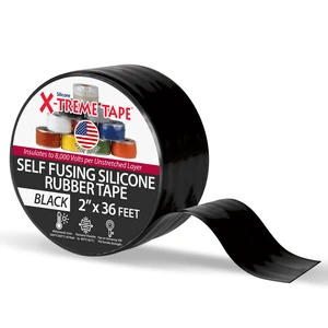 Self Fusing Silicone Tape - 2 Inch x 36 Ft Roll - Black Heavy Duty Rubber Electrical Tape, Waterproof, For Automotive, Hose, Pipe, Outdoor & Emergency Repairs, Insulating, Flexible Self Fusing Silicone Tape - 2 Inch x 36 Ft Roll - Black Heavy Duty Rubber Electrical Tape, Waterproof, For Automotive, Hose, Pipe, Outdoor & Emergency Repairs, Insulating, Flexible