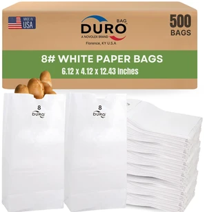 8# White Paper Lunch Bags, 500 Count, 6.12 x 4.12 x 12.43 In Paper Lunch Bags Bulk, Large Disposable Sacks for Sandwiches, Bagels, Deli, Bakery, Grocery, Takeout & Delivery 8# White Paper Lunch Bags, 500 Count, 6.12 x 4.12 x 12.43 In Paper Lunch Bags Bulk, Large Disposable Sacks for Sandwiches, Bagels, Deli, Bakery, Grocery, Takeout & Delivery