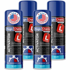 Super Glue Accelerator, CA Glue Activator, 4 Pack-13.5 fl oz Cyanoacrylate Adhesive Activator; Fast-Curing Formula; Spray, Cyanoacrylate Super Glue Accelerator Spray, Adhesive Activator Super Glue Accelerator, CA Glue Activator, 4 Pack-13.5 fl oz Cyanoacrylate Adhesive Activator; Fast-Curing Formula; Spray, Cyanoacrylate Super Glue Accelerator Spray, Adhesive Activator