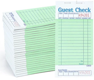 Budgenix 48 Pack Guest Checks Server Note Pads, 2400 Order Pads Green Guest Check Pads with Bottom Receipt, For Servers, Waitress, Cafes, Restaurant Business Budgenix 48 Pack Guest Checks Server Note Pads, 2400 Order Pads Green Guest Check Pads with Bottom Receipt, For Servers, Waitress, Cafes, Restaurant Business