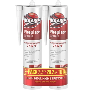 High Temperature Black Fireplace Sealant 2732°F - (2x10.1oz.) Fire Resistance Up to 2732°F, High Temp Fire Caulk for Ovens, Stoves, Chimneys - Fast Dry, Paintable, Non-Flammable, 2 Pack High Temperature Black Fireplace Sealant 2732°F - (2x10.1oz.) Fire Resistance Up to 2732°F, High Temp Fire Caulk for Ovens, Stoves, Chimneys - Fast Dry, Paintable, Non-Flammable, 2 Pack