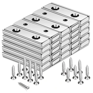 Bar Magnets, 45Lbs 25 Pack Countersunk Hole Magnet with Screw Silver,Heavy Duty Rare Earth,Neodymium,Rectangular,for Mounting, Door, Garage, Workplace(40 x 13.5 x 5mm) Bar Magnets, 45Lbs 25 Pack Countersunk Hole Magnet with Screw Silver,Heavy Duty Rare Earth,Neodymium,Rectangular,for Mounting, Door, Garage, Workplace(40 x 13.5 x 5mm)