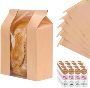 60pcs Bread Bags for Homemade Bread with Tab, 13.7x8.3x3.5In 72 Label Seal Stickers, Clear Front Window, Tin Tie Tab, Large Paper Sourdough Bread Bags for Home & Business Use 60pcs Bread Bags for Homemade Bread with Tab, 13.7x8.3x3.5In 72 Label Seal Stickers, Clear Front Window, Tin Tie Tab, Large Paper Sourdough Bread Bags for Home & Business Use