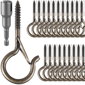 100PCS Screw Hooks for Outdoor String Lights, Q Hangers String Light Hooks Christmas Patio Light Hooks with Safe Buckle, Heavy Duty Screw Planter Eye Cup Hooks for Outside Wall Ceiling, Copper 100PCS Screw Hooks for Outdoor String Lights, Q Hangers String Light Hooks Christmas Patio Light Hooks with Safe Buckle, Heavy Duty Screw Planter Eye Cup Hooks for Outside Wall Ceiling, Copper