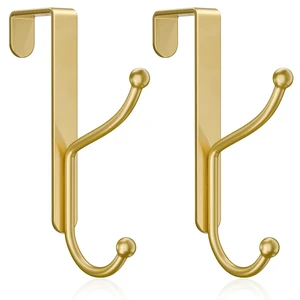 Over Door Hook 2-Pack, Heavy Duty Door Hanger, Fits Interior Doors 1.4 Inches Thick, Organize Coats, Hats, Towels, and Bags for Entryways, Bathrooms, Bedrooms, and Kitchens, Gold Over Door Hook 2-Pack, Heavy Duty Door Hanger, Fits Interior Doors 1.4 Inches Thick, Organize Coats, Hats, Towels, and Bags for Entryways, Bathrooms, Bedrooms, and Kitchens, Gold