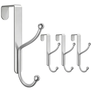 Over Door Hook 4-Pack, Heavy Duty Door Hanger, Fits Interior Doors 1.4 Inches Thick, Organize Coats, Hats, Towels, and Bags for Entryways, Bathrooms, Bedrooms, and Kitchens, Silver Over Door Hook 4-Pack, Heavy Duty Door Hanger, Fits Interior Doors 1.4 Inches Thick, Organize Coats, Hats, Towels, and Bags for Entryways, Bathrooms, Bedrooms, and Kitchens, Silver