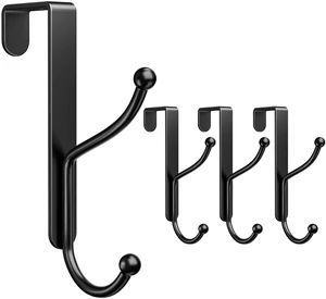Over Door Hook 4-Pack, Heavy Duty Door Hanger, Fits Interior Doors 1.4 Inches Thick, Organize Coats, Hats, Towels, and Bags for Entryways, Bathrooms, Bedrooms, and Kitchens, Black Over Door Hook 4-Pack, Heavy Duty Door Hanger, Fits Interior Doors 1.4 Inches Thick, Organize Coats, Hats, Towels, and Bags for Entryways, Bathrooms, Bedrooms, and Kitchens, Black