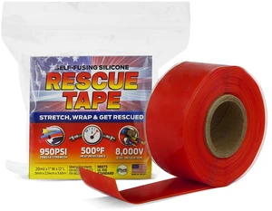 Rescue Tape, Self-Fusing Silicone Repair Tape, 1 in x 12 ft, Red Self-Fusing Silicone Tape, Waterproof Seal, Leak Repair, Heat Resistant, Electrical Insulation: Electrical Tape Rescue Tape, Self-Fusing Silicone Repair Tape, 1 in x 12 ft, Red Self-Fusing Silicone Tape, Waterproof Seal, Leak Repair, Heat Resistant, Electrical Insulation: Electrical Tape