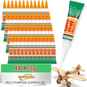 48 X 3g Super Glue Clear, Strong Adhesive,Super Glue Fast Drying Cyanoacrylate Glue for Wood,Rubber,Leather, Plastic, Metal, Rhinestone Jewelry, DIY Crafts and More 48 X 3g Super Glue Clear, Strong Adhesive,Super Glue Fast Drying Cyanoacrylate Glue for Wood,Rubber,Leather, Plastic, Metal, Rhinestone Jewelry, DIY Crafts and More