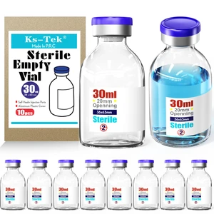 Sterile Empty Vials with Self Healing Injection Port,with Flip Off Aluminum Cap,Sterile Package (30ml,10) Sterile Empty Vials with Self Healing Injection Port,with Flip Off Aluminum Cap,Sterile Package (30ml,10)