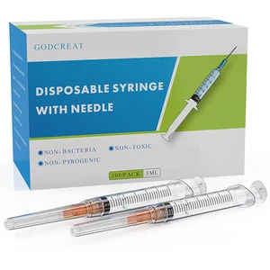 3ml Syringe with 25 Gauge 1" Needle, Individually Wrapped, 100Pcs Disposable Luer Lock Syringes for Lab Measuring, Industrial use 3ml Syringe with 25 Gauge 1" Needle, Individually Wrapped, 100Pcs Disposable Luer Lock Syringes for Lab Measuring, Industrial use