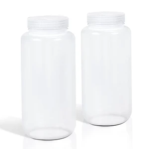 32 oz Plastic Bottles with Lids, Airtight Refillable Wide Mouth Travel Bottles for Toiletries, PP Food Grade Plastic Containers for Liquids Pill Water Sample Lab Reagent (Clear, 2 Pcs) 32 oz Plastic Bottles with Lids, Airtight Refillable Wide Mouth Travel Bottles for Toiletries, PP Food Grade Plastic Containers for Liquids Pill Water Sample Lab Reagent (Clear, 2 Pcs)