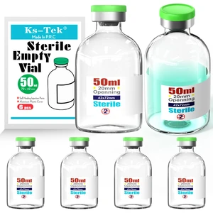 Sterile Empty Vials with Self Healing Injection Port,with Flip Off Aluminum Cap,Sterile Package (50ml,6) Sterile Empty Vials with Self Healing Injection Port,with Flip Off Aluminum Cap,Sterile Package (50ml,6)