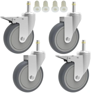 4-Inch Swivel Stem Caster, 7/16-Inch Stem Diameter Rubber Wheel, Heavy Duty TPR Replacement Wheels for Rubbermaid Mop Bucket Cart Grill Casters - 4 Pack (2 Brakes 2 Swivel) 4-Inch Swivel Stem Caster, 7/16-Inch Stem Diameter Rubber Wheel, Heavy Duty TPR Replacement Wheels for Rubbermaid Mop Bucket Cart Grill Casters - 4 Pack (2 Brakes 2 Swivel)