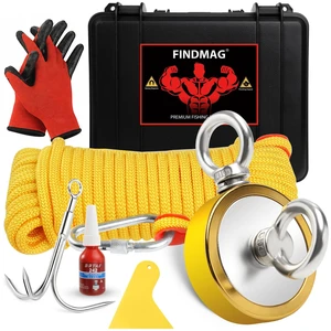 1000 LBS Fishing Magnet, 2.95 Inch Neodymium Magnet Fishing Kit Magnet Fishing Kit Includes Neodymium Magnet, Gloves, 65 Foot Rope, Grappling Hook, Golden Magnets for Treasure Hunting 1000 LBS Fishing Magnet, 2.95 Inch Neodymium Magnet Fishing Kit Magnet Fishing Kit Includes Neodymium Magnet, Gloves, 65 Foot Rope, Grappling Hook, Golden Magnets for Treasure Hunting