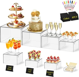8 Pcs Clear Acrylic Buffet Risers with Mini Sign and Maker,Buffet Risers and Stands Clear Food Display Risers for Buffet Table Party Catering Dessert Cupcake Collectibles (8" 7" 6" 5" 5" 4" 4" 3") 8 Pcs Clear Acrylic Buffet Risers with Mini Sign and Maker,Buffet Risers and Stands Clear Food Display Risers for Buffet Table Party Catering Dessert Cupcake Collectibles (8" 7" 6" 5" 5" 4" 4" 3")