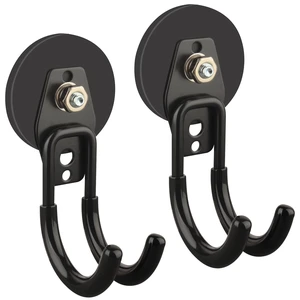 Garage Strong Magnetic Hooks, 2 Pack Black Heavy Duty Large J Hooks with Magnet, Anti-Slip Coating Magnet Hooks for Garden Tools, Ropes,Drill Garage Strong Magnetic Hooks, 2 Pack Black Heavy Duty Large J Hooks with Magnet, Anti-Slip Coating Magnet Hooks for Garden Tools, Ropes,Drill